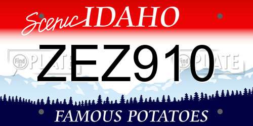 ZEZ910 Idaho License Plate