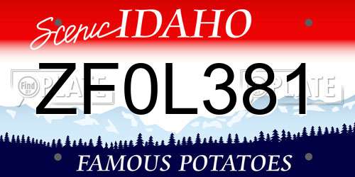 ZF0L381 Idaho License Plate