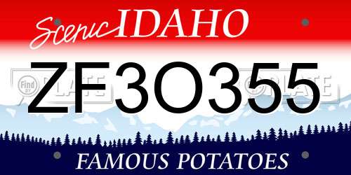 ZF3O355 Idaho License Plate
