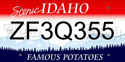 ZF3Q355 Idaho License Plate