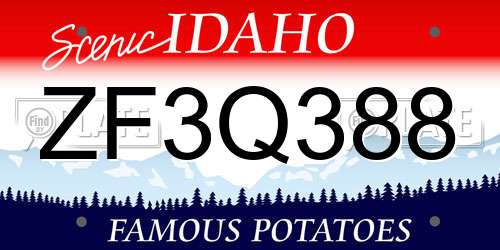 ZF3Q388 Idaho License Plate