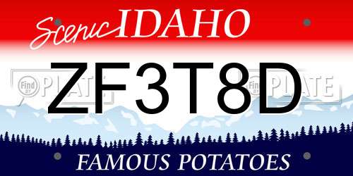 ZF3T8D Idaho License Plate