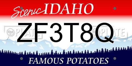 ZF3T8Q Idaho License Plate