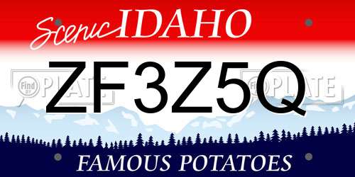 ZF3Z5Q Idaho License Plate