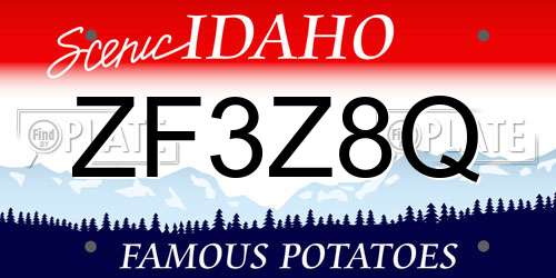 ZF3Z8Q Idaho License Plate