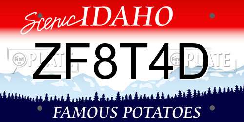 ZF8T4D Idaho License Plate