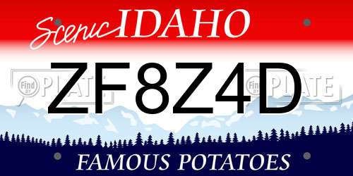ZF8Z4D Idaho License Plate