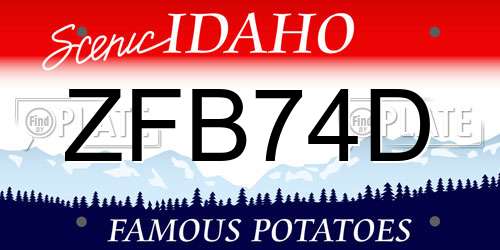 ZFB74D Idaho License Plate