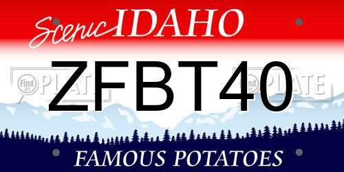 ZFBT40 Idaho License Plate