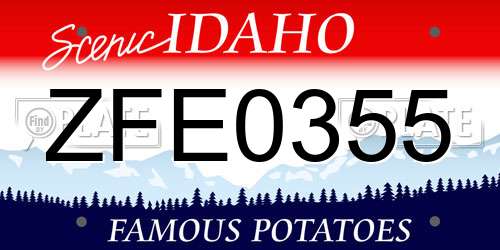 ZFE0355 Idaho License Plate