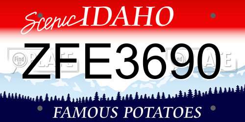 ZFE3690 Idaho License Plate
