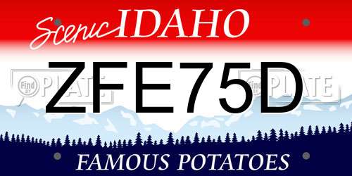 ZFE75D Idaho License Plate