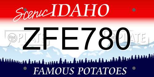 ZFE780 Idaho License Plate