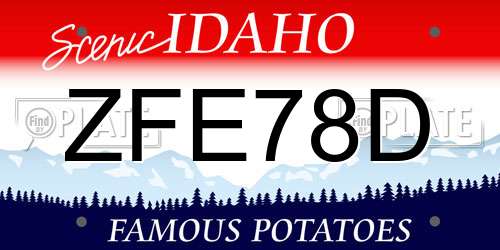 ZFE78D Idaho License Plate