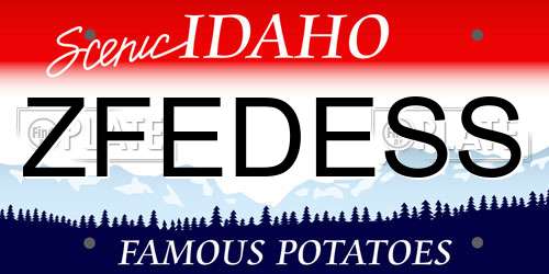 ZFEDESS Idaho License Plate