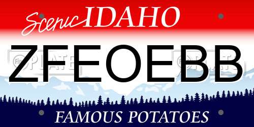 ZFEOEBB Idaho License Plate