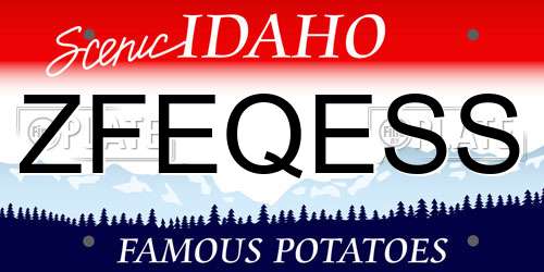 ZFEQESS Idaho License Plate