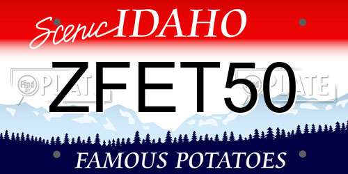 ZFET50 Idaho License Plate