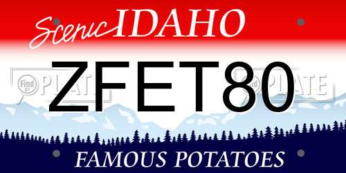 ZFET80 Idaho License Plate