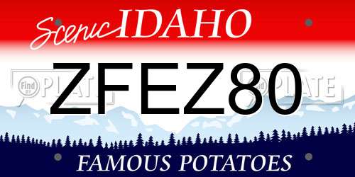ZFEZ80 Idaho License Plate