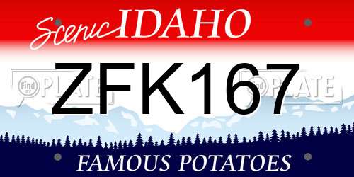 ZFK167 Idaho License Plate