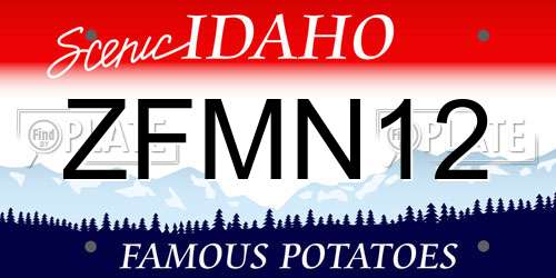 ZFMN12 Idaho License Plate