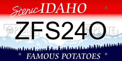 ZFS24O Idaho License Plate