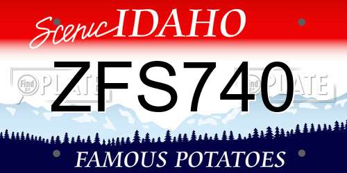 ZFS740 Idaho License Plate