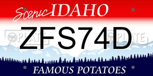 ZFS74D Idaho License Plate