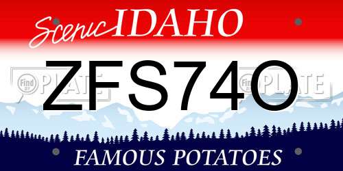 ZFS74O Idaho License Plate