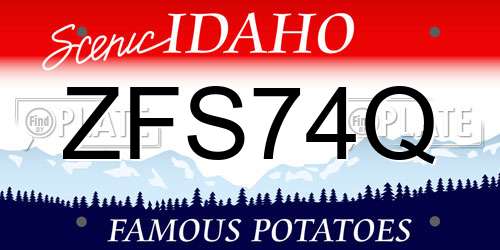 ZFS74Q Idaho License Plate