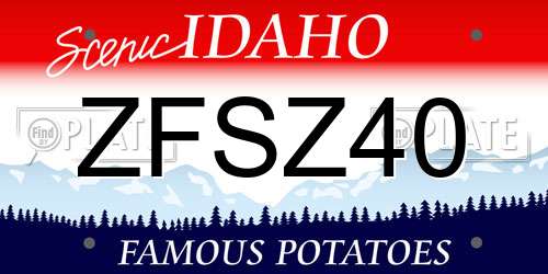 ZFSZ40 Idaho License Plate