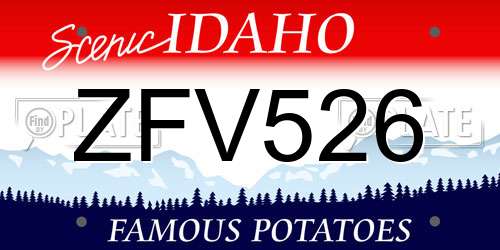 ZFV526 Idaho License Plate