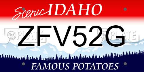 ZFV52G Idaho License Plate