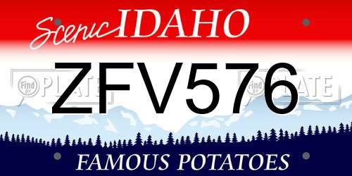 ZFV576 Idaho License Plate