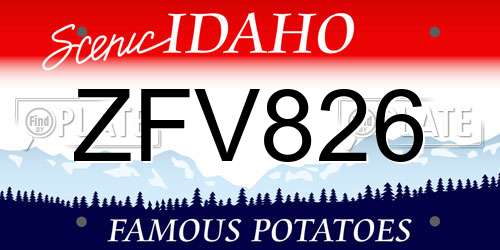 ZFV826 Idaho License Plate