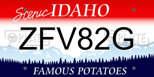 ZFV82G Idaho License Plate
