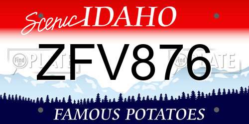 ZFV876 Idaho License Plate