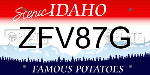ZFV87G Idaho License Plate