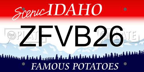 ZFVB26 Idaho License Plate