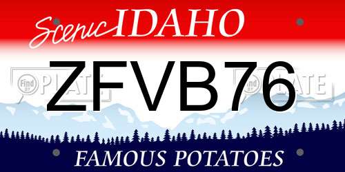 ZFVB76 Idaho License Plate