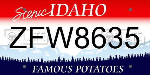 ZFW8635 Idaho License Plate