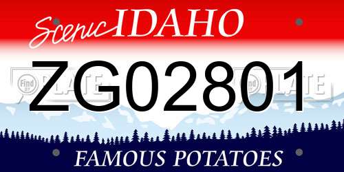 ZG02801 Idaho License Plate