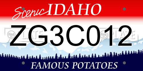ZG3C012 Idaho License Plate