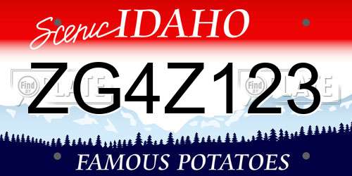 ZG4Z123 Idaho License Plate