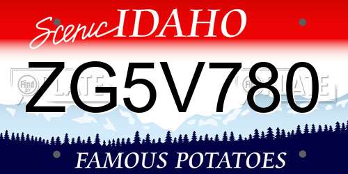 ZG5V780 Idaho License Plate