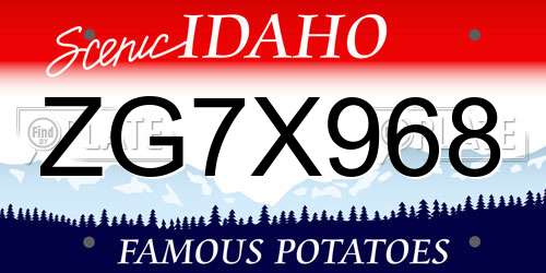 ZG7X968 Idaho License Plate