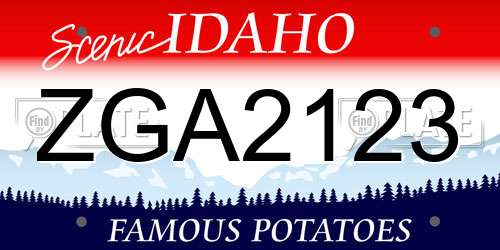 ZGA2123 Idaho License Plate