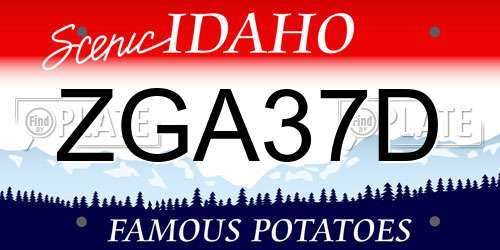 ZGA37D Idaho License Plate