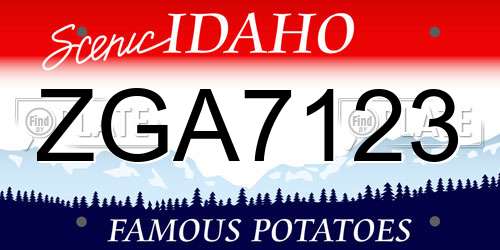 ZGA7123 Idaho License Plate